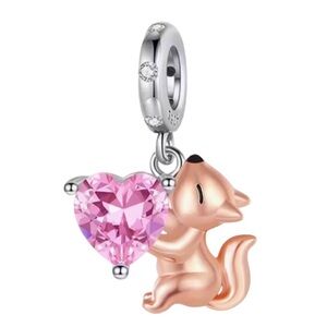 S925 Fox Heart Charm Pandora Style